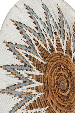 Bohem Hasır Yuvarlak Duvar Dekoru Bambu ve Makrome İle Yapılan Duvar Süsü 50 cm x 50 cm