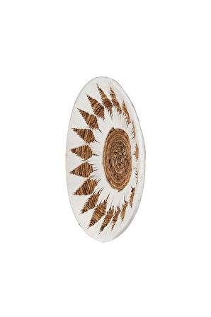 Bohem Hasır Yuvarlak Duvar Dekoru Bambu ve Makrome İle Yapılan Duvar Süsü 50 cm x 50 cm