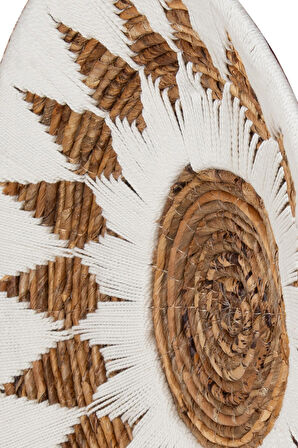 Bohem Hasır Yuvarlak Duvar Dekoru Bambu ve Makrome İle Yapılan Duvar Süsü 50 cm x 50 cm