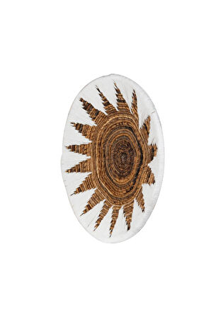 Bohem Hasır Yuvarlak Duvar Dekoru Bambu ve Makrome İle Yapılan Duvar Süsü 50 cm x 50 cm