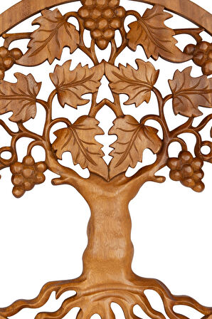 Tek Parça Ahşap El Yapımı Hayat Ağacı 40 cm x 40 cm