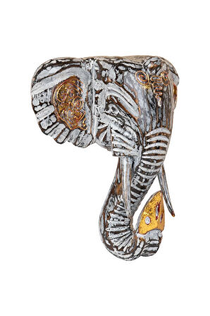 Dekoratif Ahşap Fil Objesi El Yapımı Doğal Tasarım 21 cm x 21 cm