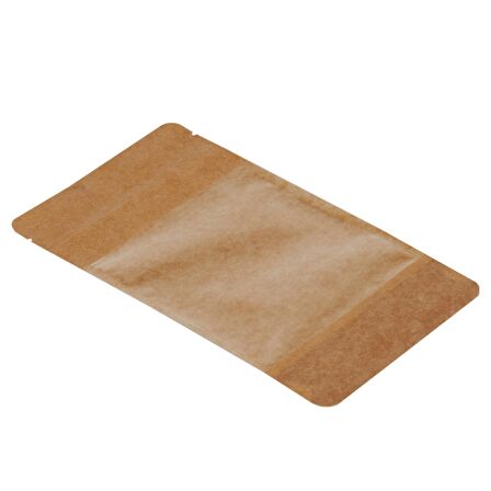 13 Cm X 22,5 Cm 3,5 Cm -2000 Adet Kraft Geniş Pencereli Doypack