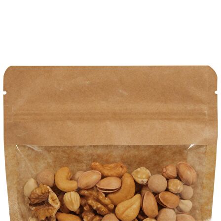16 Cm X 27 Cm 4 Cm -2000 Adet Kraft Geniş Pencereli Doypack