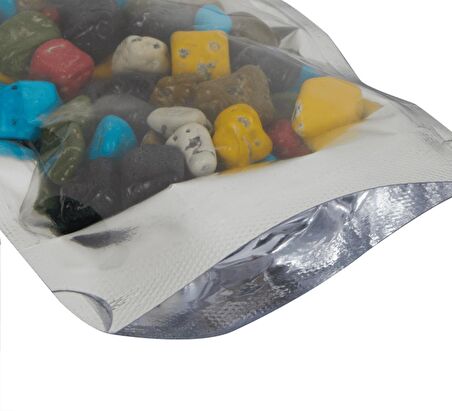 8,5 Cm x 14,5 Cm + 2,5 Cm -200 Adet Şeffaf Metalize Doypack