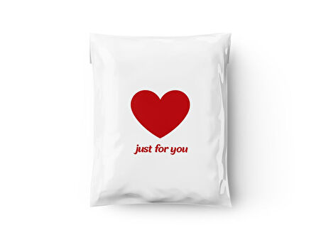 Just For You Baskılı - Beyaz Cepsiz Kargo Poşeti 30x37,5x5 - 500 Adet