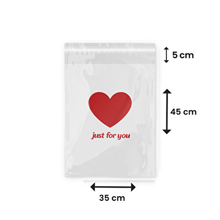 Just For You Baskılı - Beyaz Cepsiz Kargo Poşeti 35x45x5 - 100 Adet