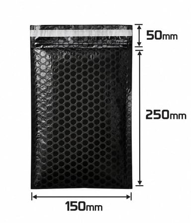 Balonlu Siyah Bantlı Kargo Poşeti 15X25+5 - 25 Adet