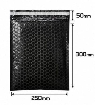 Balonlu Siyah Bantlı Kargo Poşeti 25X30+5 - 25 Adet