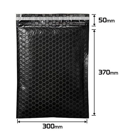 Balonlu Siyah Bantlı Kargo Poşeti 30x37,5+5 (120gr) - 50 Adet