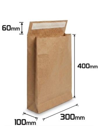 Kraft Zarf Çanta 30X10X40+6 - 100 Adet (Yapışkanlı Hediye Paketi)