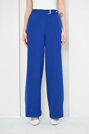 Toka Detay Bol Paça Pantolon Saks mavisi