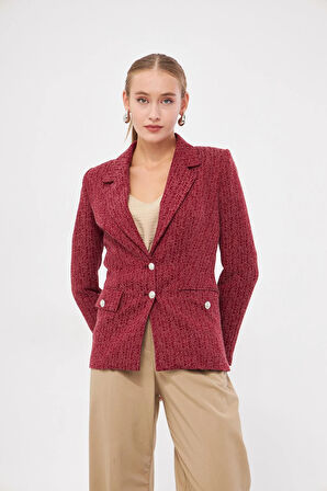 Düğme Detay Kartaneli Kısa Ceket 