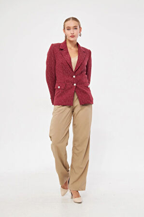 Düğme Detay Kartaneli Kısa Ceket 