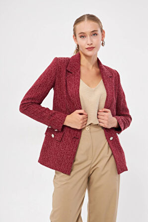 Düğme Detay Kartaneli Kısa Ceket 