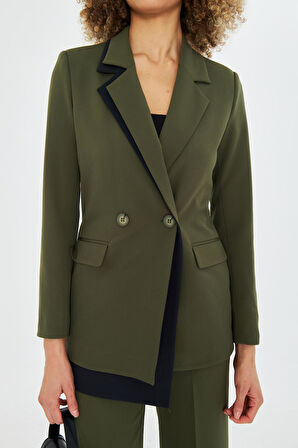 Çift Yaka Kruvze Ceketli Takım Haki