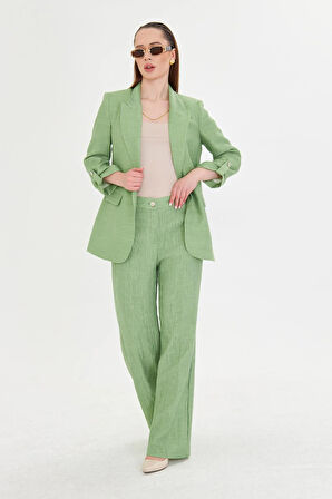 Gofre Kumaşlı Kolu Büzgülü Takım Mint