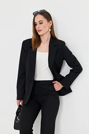 Tek Düğme Poliviskon Takım Siyah