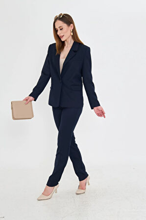 Tek Düğme Poliviskon Takım Lacivert