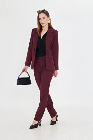 Tek Düğme Poliviskon Takım Bordo