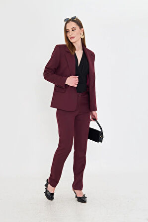 Tek Düğme Poliviskon Takım Bordo