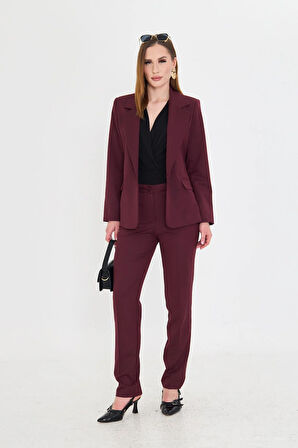 Tek Düğme Poliviskon Takım Bordo