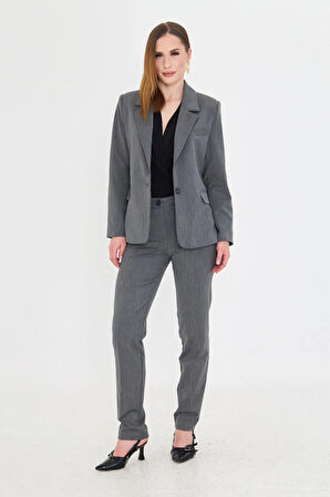 Tek Düğme Poliviskon Takım Gri