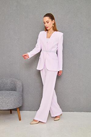 Kemerli V Yaka Takım Pudra