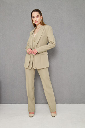 Yelek Görünümlü 3 Gold Düğme Takım Haki