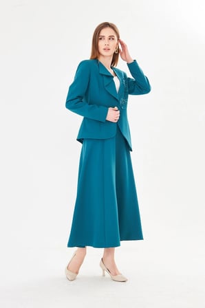 Premium Dantel Detaylı Etekli Takım Petrol
