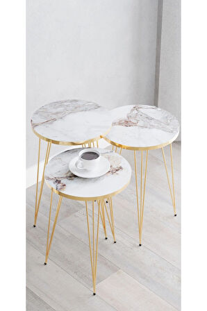Zigon Sehpa, Gold Tel Ayak Sehpa, Gold Zigon Sehpa, 3lü Zigon Sehpa, Gold Sehpa, Altın Rengi