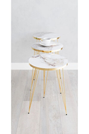 Zigon Sehpa, Gold Tel Ayak Sehpa, Gold Zigon Sehpa, 3lü Zigon Sehpa, Gold Sehpa, Altın Rengi