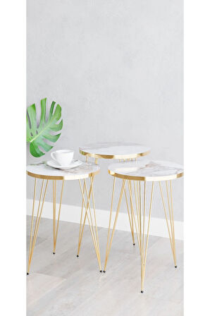 Zigon Sehpa, Gold Tel Ayak Sehpa, Gold Zigon Sehpa, 3lü Zigon Sehpa, Gold Sehpa, Altın Rengi