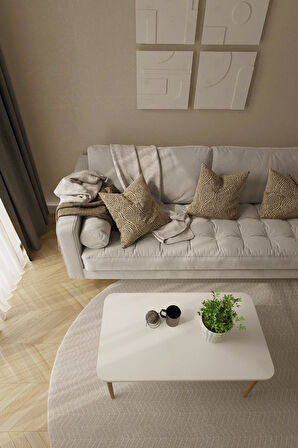  Orta Sehpa, Ahşap Ayaklı Orta Sehpa, Salon Masa, Dikdörtgen Orta Sehpa