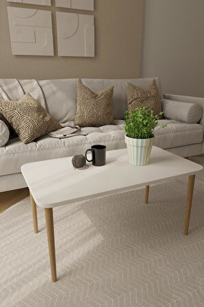  Orta Sehpa, Ahşap Ayaklı Orta Sehpa, Salon Masa, Dikdörtgen Orta Sehpa