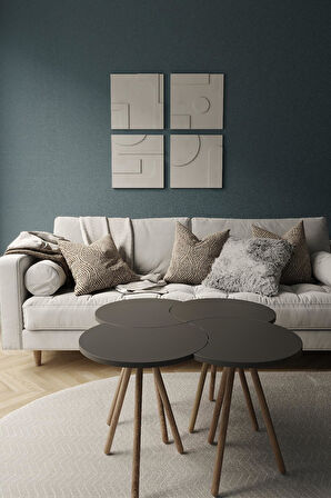 Yonca Form 4'lü Sehpa Takımı | Modern & Doğal Tasarım | Yan ve Orta Sehpa