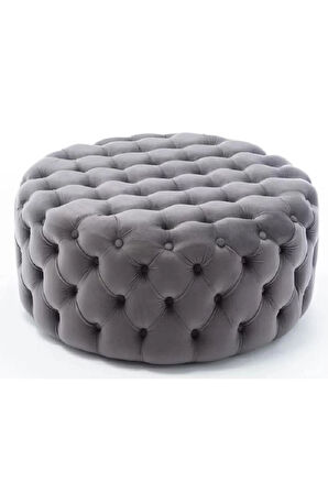 Kapitoneli Yuvarlak Puf/orta Sehpa/75cm Kadife