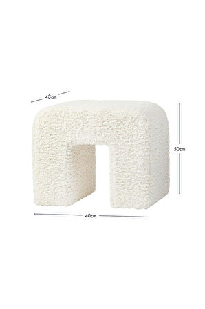 Folk U Puf/bench Peluş Kumaş 40*45 Cm / Yükseklik 46 Cm