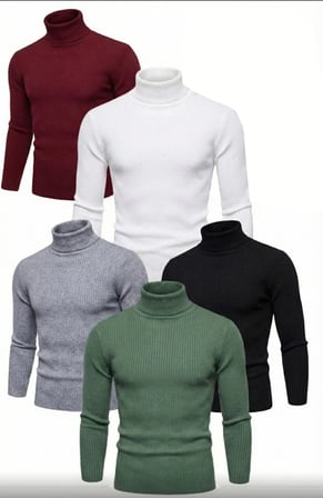 ERKEK 5'li Siyah, Beyaz, Bordo, Gri, Haki Kaşkorse Boğazlı Likralı Fitilli Slimfit Body