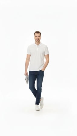 Erkek Polo Yaka Düğmeli Pike Kumaş Tişört Regular Fit Kısa Kol T-Shirt - Beyaz