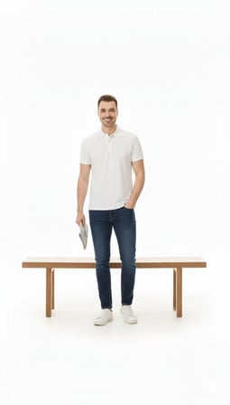 Erkek Polo Yaka Düğmeli Pike Kumaş Tişört Regular Fit Kısa Kol T-Shirt - Beyaz