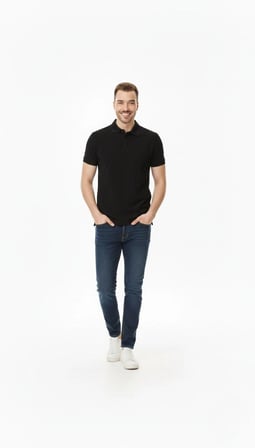 Erkek Polo Yaka Düğmeli Pike Kumaş Tişört Regular Fit Kısa Kol T-Shirt - Siyah