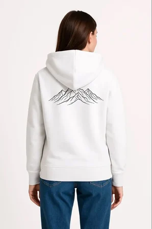Kadın 3 İplik Pamuklu Kapüşonlu Hoodie Sweatshirt Nihilist Penguen Baskılı - Beyaz