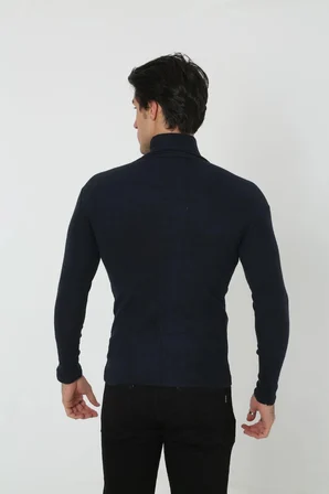 Erkek Fitilli Kaşkorse Kumaş Boğazlı Full Likralı Slimfit Body - Siyah