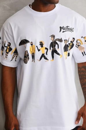 Erkek Kısa Kol Yazlık Tişört Bisiklet Yaka Baskılı Oversize T-Shirt - Beyaz
