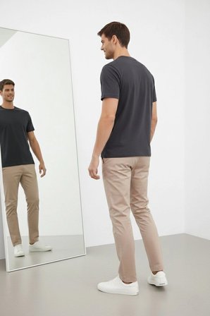 Erkek Bisiklet Yaka Yazlık Kısa kol Düz Tişört Regular Kalıp T-shirt - Füme