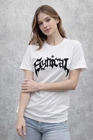 Kadın Kısa Kol Yazlık Tişört Bisiklet Yaka Baskılı Oversize T-Shirt - Beyaz