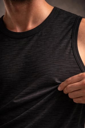 Erkek Flamlı Kumaş Kolsuz Atlet Günlük Fitness Spor T-Shirt - Siyah
