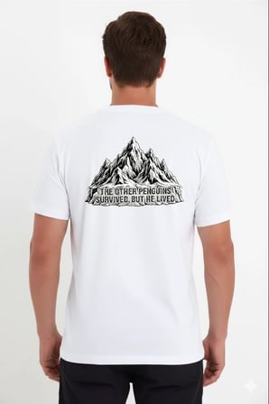 Erkek T-Shirt Nihilist Penguen Baskılı Bisiklet Yaka Kısa kol yazlık Tişört - Beyaz