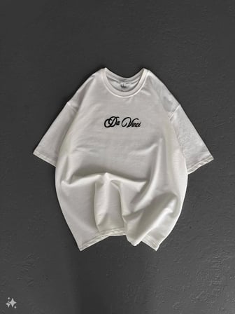 Kadın Baskılı T-Shirt Kısa Kol Bisiklet Yaka Oversize Rahat Kalıp Günlük Tişört - Beyaz